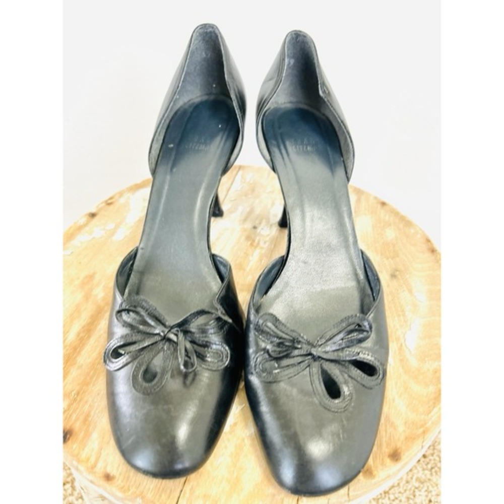 Stuart Weitzman Women's Black Suede Point Toe‎  Bowtie 3 " Heals Size 9.5 Pin Up